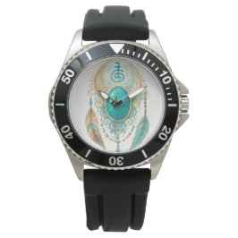 Spiritual Reiki Clock with Turquoise Gem & Sei He 腕時計