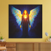 Spirituell Leuchtender Engel bei Nacht am See キャンバスプリント (インサイチュ (リビング))