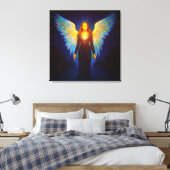 Spirituell Leuchtender Engel bei Nacht am See キャンバスプリント (インサイチュ (寝室))