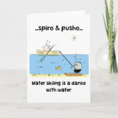 Spiro及びPushoの水上スキーの引用文の挨拶状 カード (正面)