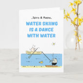 Spiro及びPushoの水上スキーの引用文の挨拶状 カード (黄色い花)