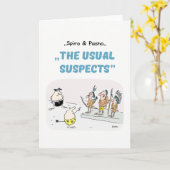 Spiro及びPushoの罪の引用文の漫画の挨拶状 カード (黄色い花)