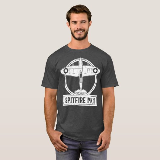 Spitfire Fighter Supermarine RAF WW2 British Tシャツ (正面フル)