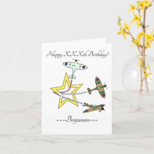 Spitfire Star誕生日カード カード (黄色い花)