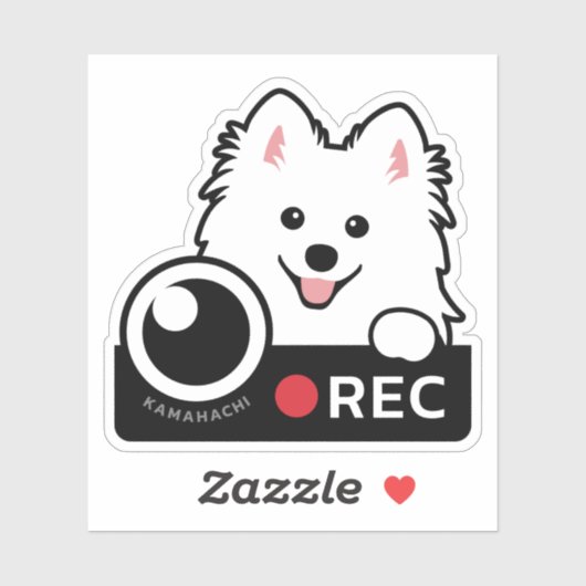 Spitz Dog Dashcam Security Camera 警告's Vinyl シール (シート)