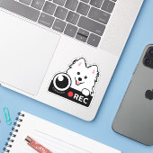 Spitz Dog Dashcam Security Camera 警告's Vinyl シール (ノートパソコンとiPhone)