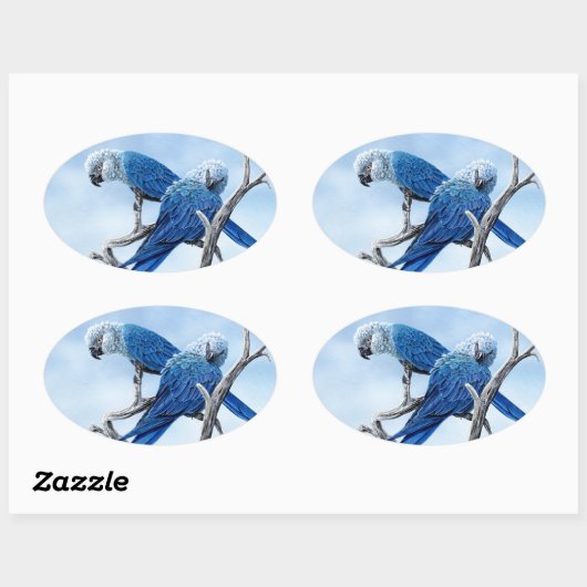 Spix macaw.映画リオの青いオウム。 楕円形シール (シート)