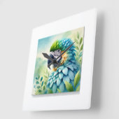 Spixs Macaw 081024AREF133 - Watercolor スクエア壁時計 (傾斜)