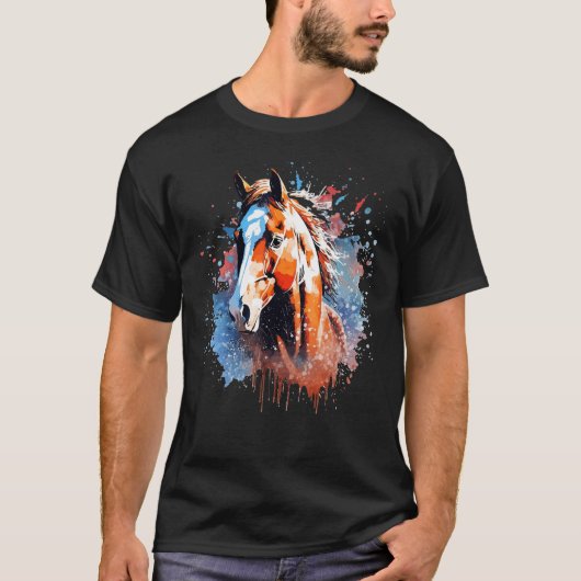 Splash American Quarter Horse Colorful Tシャツ (正面)