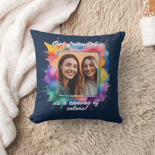 Splash-Art, Bunter Bilderrahmen mit Farbklecksen クッション (ブランケット)