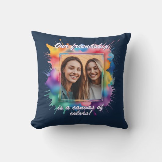 Splash-Art, Bunter Bilderrahmen mit Farbklecksen クッション (正面)