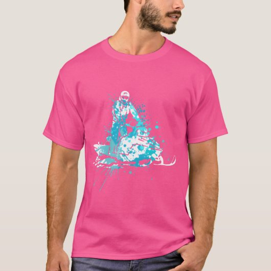Splash Art Winter Sports Snowmobiling Snowmobile f Tシャツ (正面)
