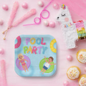 Splash Bash Kids Pool Party Birthday ペーパープレート (パーティー)