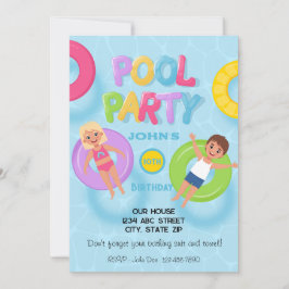 Splash Bash Kids Pool Party Birthday 招待状