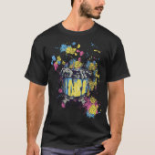 Splash Drummer - Farbexplosion auf der Snare Tシャツ (正面)