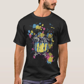 Splash Drummer - Farbexplosion auf der Snare Tシャツ