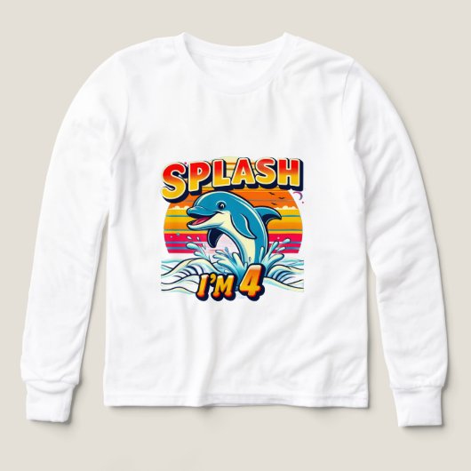Splash I’m 4 – Cute Dolphin 4th Birthday Design (デザイン正面)
