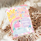 Splash in to Ten Retro Groovy Daisy 10th Birthday  招待状