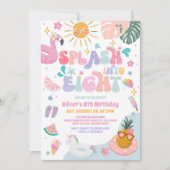 Splash Into Eight Pool Party Summer 8th Birthday 招待状 (正面)