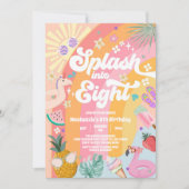 Splash Into Eight Rainbow Sun Summer 8th Birthday  招待状 (正面)