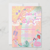 Splash Into Eight Summer Rainbow Sun 8th Birthday  招待状 (正面)