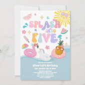 Splash Into Five Pool Party Summer 5th Birthday 招待状 (正面)
