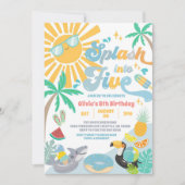 Splash Into Five Summer Party 5th Birthday 招待状 (正面)