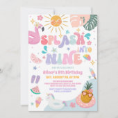 Splash Into Nine Pool Party Summer 9th Birthday 招待状 (正面)