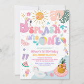 Splash Into One Pool Party Summer 1st Birthday 招待状 (正面)