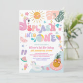 Splash Into One Pool Party Summer 1st Birthday 招待状 (スタンド正面)