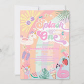 Splash Into One Summer Rainbow Sun 1st Birthday 招待状 (正面)