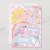 Splash Into Seven Pool Party Rainbow 7th Birthday  招待状 (正面)