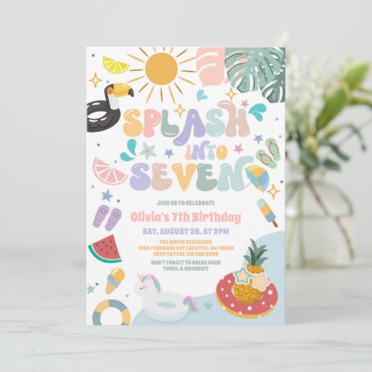 Splash Into Seven Pool Party Summer 7th Birthday 招待状 (スタンド正面)