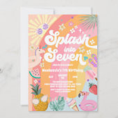 Splash Into Seven Summer Rainbow Sun 7th Birthday 招待状 (正面)