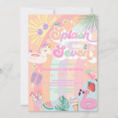 Splash Into Seven Summer Rainbow Sun 7th Birthday  招待状 (正面)