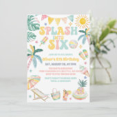 Splash Into Six Beach Party Summer 6th Birthday 招待状 (スタンド正面)