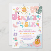 Splash Into Six Pool Party Summer 6th Birthday 招待状 (正面)