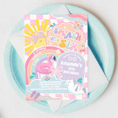 Splash Into Six Rainbow Sun 6th Birthday  招待状