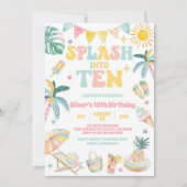 Splash Into Ten Tropical Summer 10th Birthday 招待状 (正面)