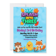 Splash Into Three Fall Water Fun birthday 