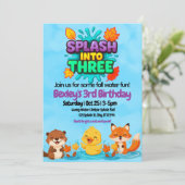 Splash Into Three Fall Water Fun birthday  招待状 (スタンド正面)
