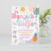 Splash Into Three Pool Party Summer 3rd Birthday 招待状 (スタンド正面)