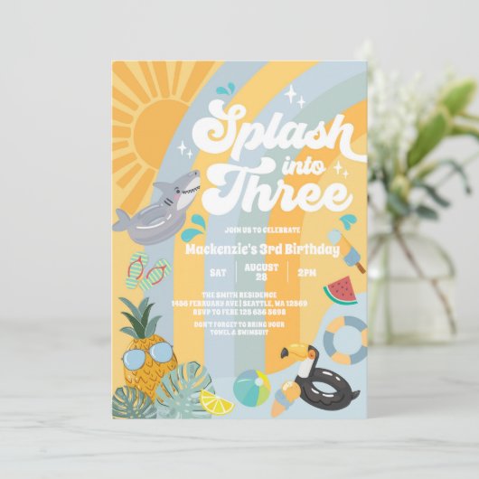 Splash Into Three Summer Rainbow Sun 3rd Birthday  招待状 (スタンド正面)
