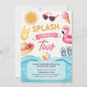 Splash Into Two Summer Pool Birthday Party 招待状 (正面)