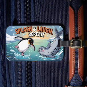 "Splash & Laugh" 気まぐれな北極のペンギンとアザラシ ラゲッジタグ