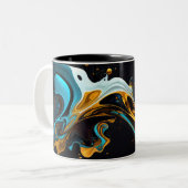 Splash of Blueと金ゴールド ツートーンマグカップ (正面左)