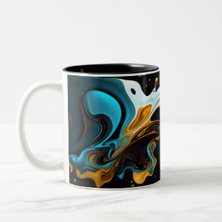 Splash of Blueと金ゴールド ツートーンマグカップ