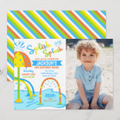 Splash Pad Birthday Photo Invitation / Water Park 招待状 (正面/裏面)