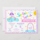 Splash Pad Joint Birthday Invitation | Water Park 招待状 (正面)