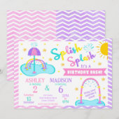 Splash Pad Joint Birthday Invitation | Water Park 招待状 (正面/裏面)